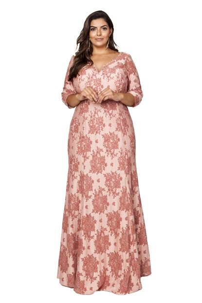 Vestido Almaria Plus Size Pianeta Festa Renda Rosa - Marca Almaria Plus Size