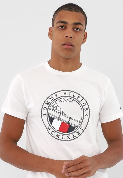 Camiseta Tommy Hilfiger Logo Off-White - Marca Tommy Hilfiger