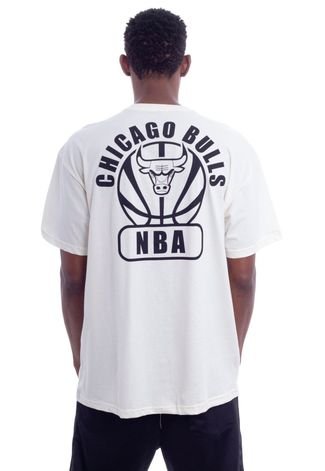 Camiseta NBA Plus Size Estampada Chicago Bulls Casual Off White