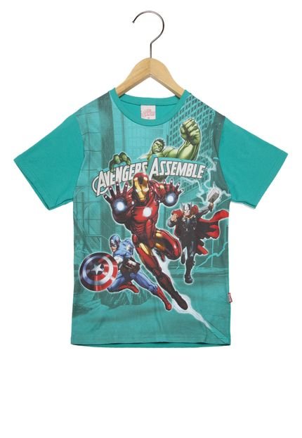 Camiseta Brandili Infantil Avengers Assemble Verde - Marca Brandili
