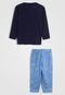 Pijama Fakini Longo Infantil Química Azul-Marinho/Azul - Marca Fakini