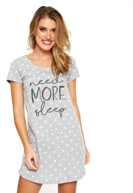 Camisola Cor com Amor Curta Need More Sleep Cinza - Marca Cor com Amor