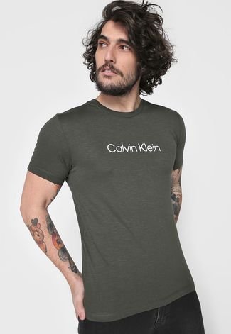 Camiseta Calvin Klein Logo Verde - Compre Agora