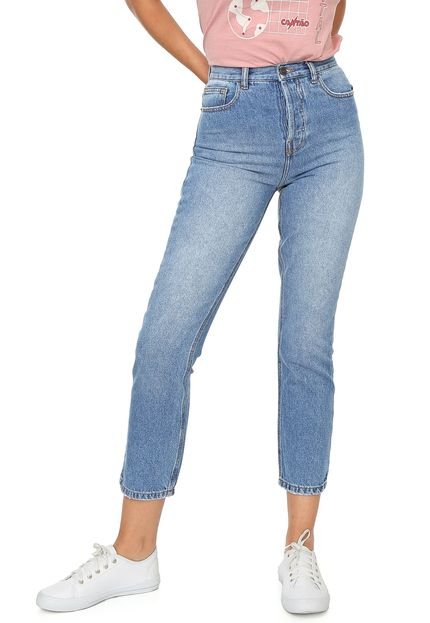Calça Jeans Cantão Slim Cropped Estonada Azul - Marca Cantão