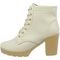 Coturno Feminino Bota Cano Médio CM Calçados Confortável Macio Salto Alto Tratorado Off White - Marca Monte Shoes