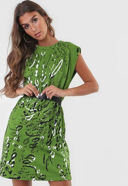 Vestido Forum Curto Animal Print Verde - Marca Forum