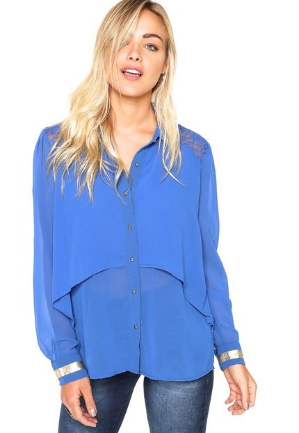 Camisa Fiya Lady Renda Azul - Marca Fiya Lady