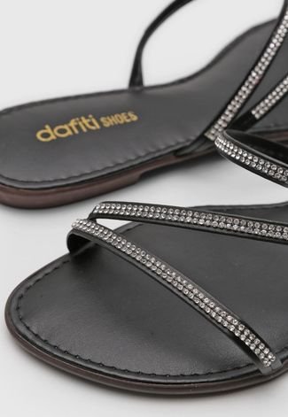 Rasteira DAFITI SHOES Strass Preta - Compre Agora