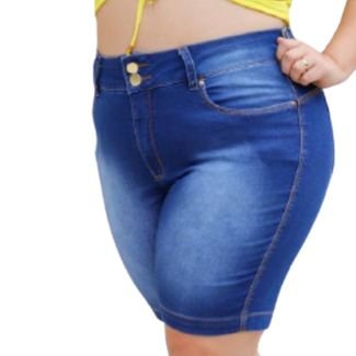 Bermuda Jeans Plus Size Adulto Feminina Azul