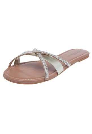 Rasteira DAFITI SHOES Pedraria Preta - Compre Agora