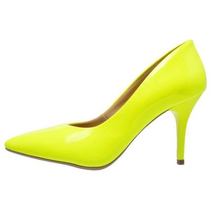 Scarpin Bico Fino Ellas Online Neon Amarelo. - Marca Ellas Online