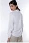 Camisa  Branca Feminina Lisa Manga Longa de Viscose Sob Branco - Marca SOB