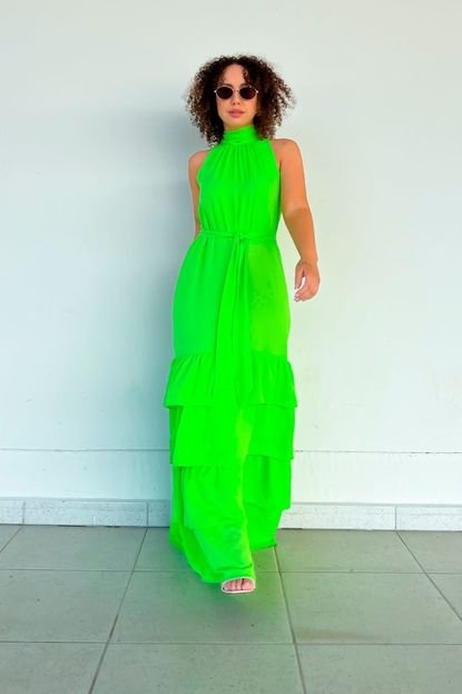 Vestido Vanibele Longo Verde Lima - Marca Vanibele
