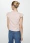 Blusa Mango Ajustada Manga Babado Nude - Marca Mango