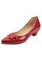 Scarpin Donna Santa Bico Fino  Salto Baixo Enfeite Vermelho - Marca Donna Santa