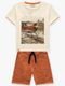 Conjunto Infantil Menino Camiseta   Bermuda Milon Bege - Marca Milon