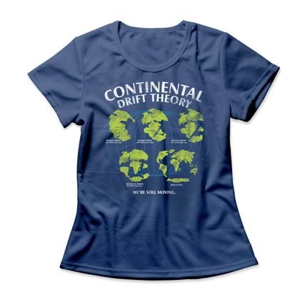 Camiseta Feminina Continental Drift - Azul Genuíno - Marca Studio Geek 