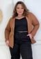 Blazer Feminino Plus Size Alfaiataria Com Forro G Gg  Telha - Marca Ana Maya Curves