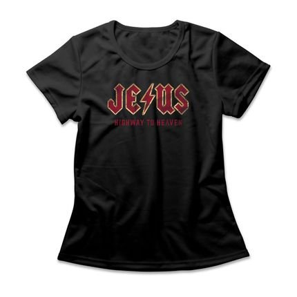 Camiseta Feminina Jesus Highway To Heaven - Preto - Marca Studio Geek 
