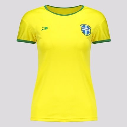 Camisa Placar Brasil Brasão Feminina Amarela - Marca Placar