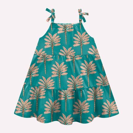 Vestido Infantil Menina Estampa Tropical Milon Verde - Marca Milon