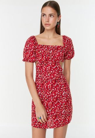 Vestido Trendyol Collection Curto Xadrez Vichy Vermelho - Compre Agora