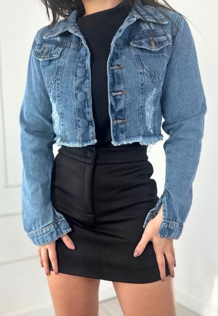 Jaqueta Jeans Cropped Samira - Marca Cia do Vestido