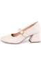 Scarpin Feminino Mary Jane Boneca Lumiss Slingback Sapato Salto Bloco Confortável Off White - Marca LUMISS