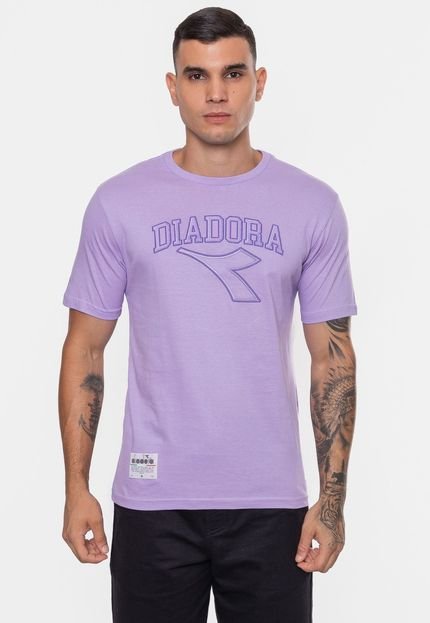 Camiseta Diadora Masculina Embroidery Lilás Lavanda - Marca Diadora
