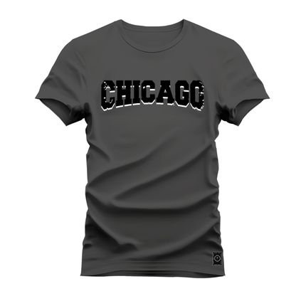 Camiseta Plus Size Algodão T-Shirt Premium Estampada Chicago Black  - Grafite - Marca Nexstar