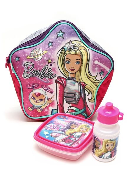 Lancheira Sestini Barbie Aventura nas Estrelas Especial Infantil Rosa/Prata - Marca Sestini