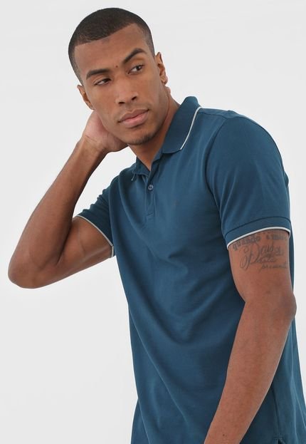 Camisa Polo Forum Reta Frisos Azul - Marca Forum