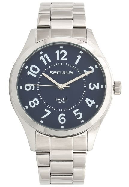 Relógio Seculus 28866G0SVNA1 Prata/Azul-Marinho - Marca Seculus