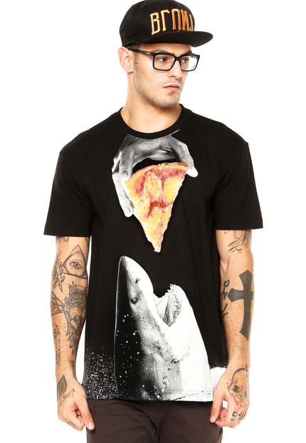 Camiseta Blunt Shark Pizza Preta - Marca Blunt