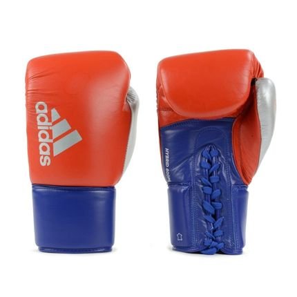 Luva de Boxe Adidas Hybrid 400 Pro Laces - Vermelho e Azul - Couro - Marca Adidas Combat Sports