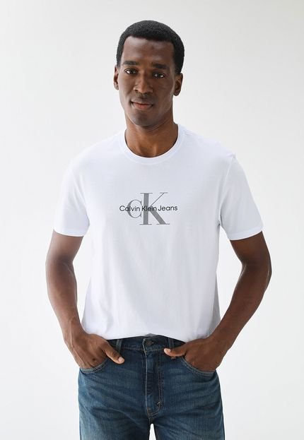 Camiseta Calvin Klein Jeans Reta Logo Branca - Marca Calvin Klein Jeans