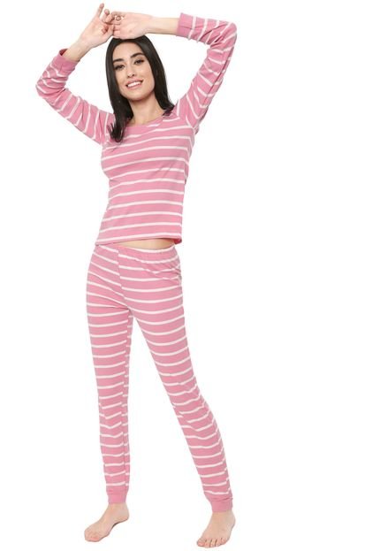 Pijama Bela Notte Listrado Rosa - Marca Bela Notte