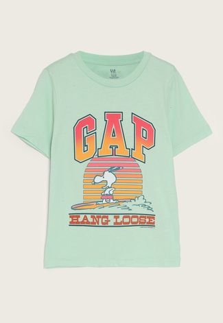 Camiseta Infantil GAP Logo Verde