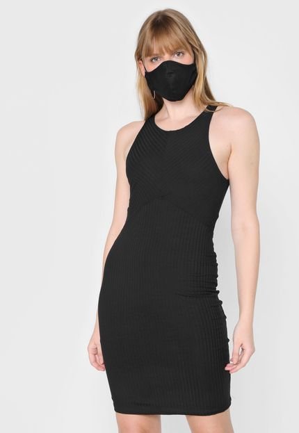 Vestido Cativa Curto Canelado Preto - Marca Cativa