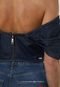 Blusa Cropped Jeans Forum Ombro a Ombro Azul-Marinho - Marca Forum