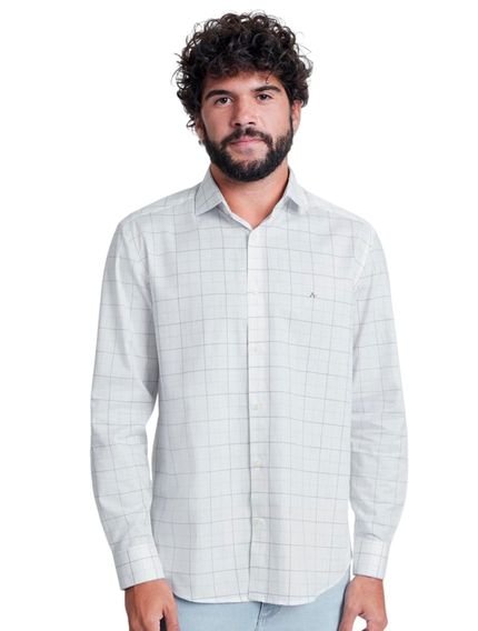 Camisa Aramis Masculina Regular Tricoline Large Xadrez Off-White - Marca Aramis