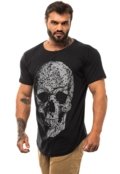 Camiseta Longline Masculina MXD Conceito para Academia e Casual Skull Points Preto Meia Malha - Marca Alto Conceito