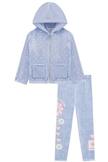 Conjunto Infantil Kukiê Inverno Legging e Jaqueta Foil Azul - Marca Le Petit Kukiê