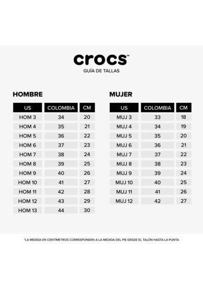 Crocs tallas sales hombre