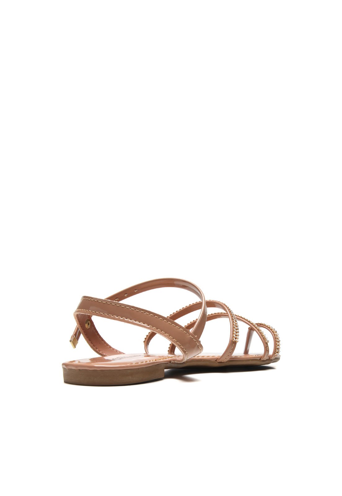 Rasteira DAFITI SHOES Com Pedras Nude - Compre Agora