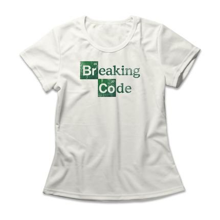 Camiseta Feminina Breaking Code - Off White - Marca Studio Geek 