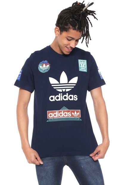 Camiseta adidas Originals Stickerbomb Azul-marinho - Marca adidas Originals