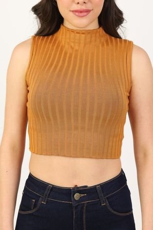 Regata Cropped Gola Alta Caramelo G Gazzy