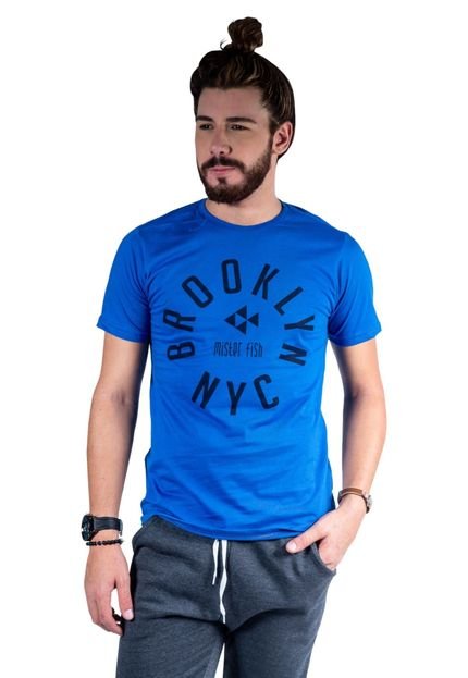 Camiseta Mister Fish Estampado Brooklyn NYC Azul Royal - Marca Mister Fish