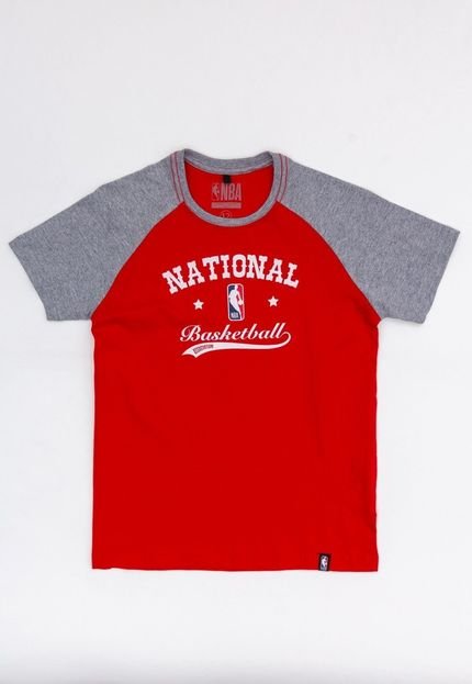 Camiseta NBA Juvenil Raglan Estampada Casual Vermelha - Marca NBA